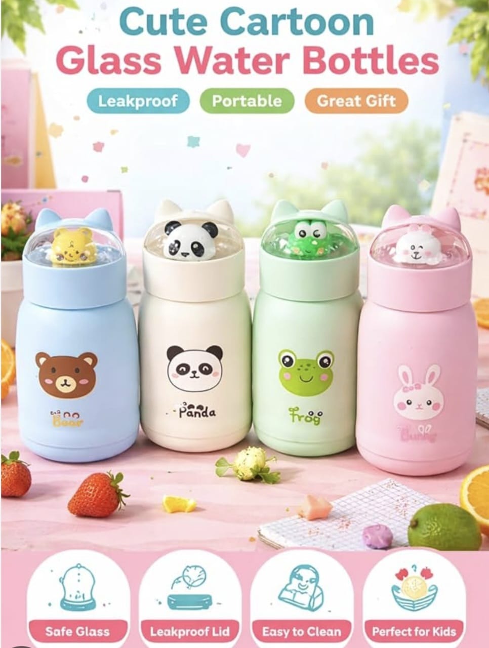 Cartoon head glass bottle 400ml