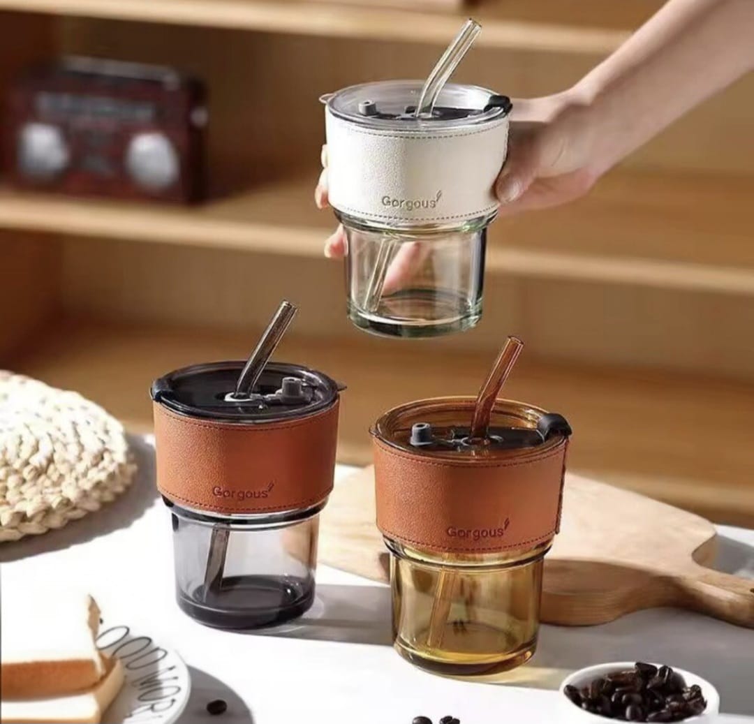 Leather glass tumbler 400ml